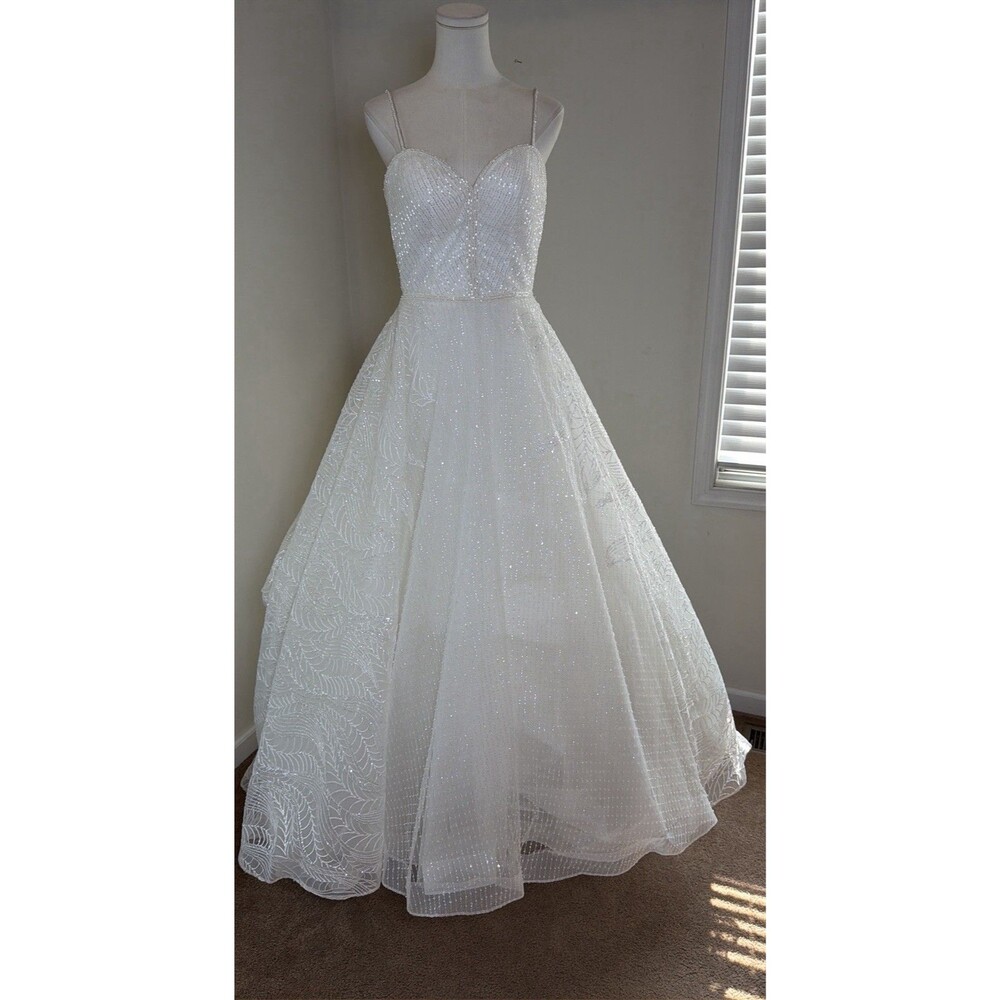 Morilee Rhianna Wedding Dress Size 9/10 Beaded A-Line Bridal Gown Altered #2095 - Picture 2 of 16